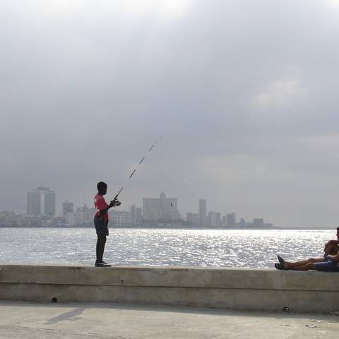 Fishing off the Malecon